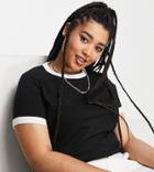 Asos Design Curve T-shirt With Contrast Trims In Black