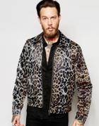 Asos All Over Leopard Print Jacket - Pink