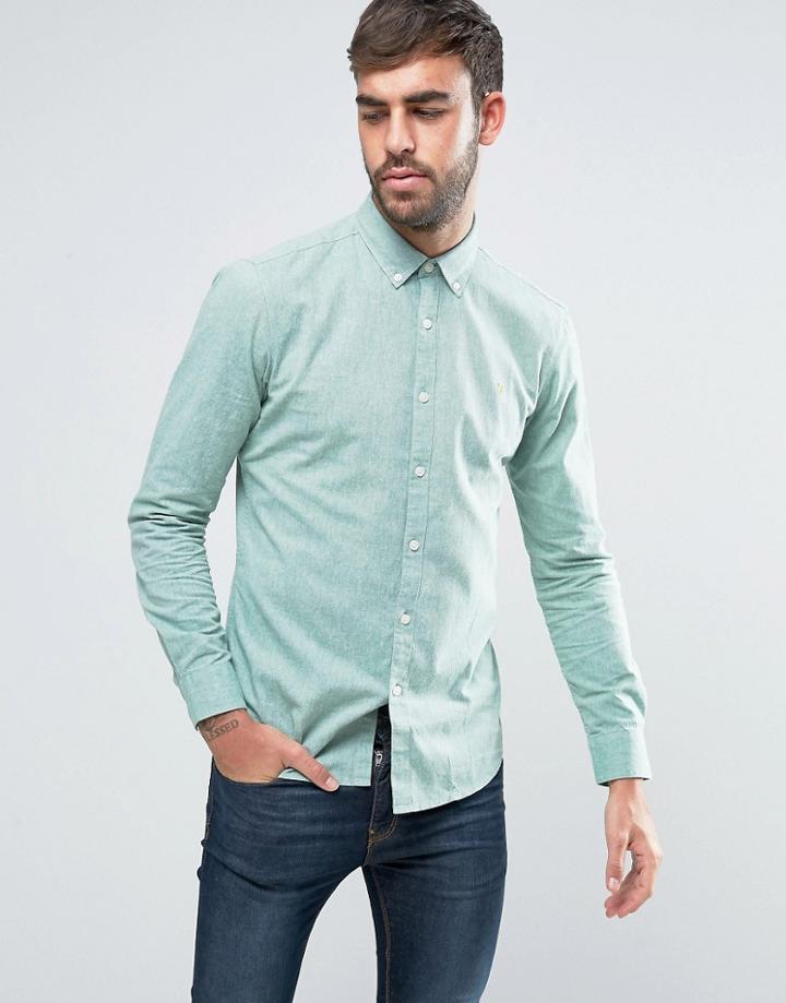 Farah Steen 2 Color Shirt Slim Fit Buttondown Oxford In Green - Green