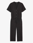 Monki Sanna Short Sleeve Denim Jumpsuit In Black