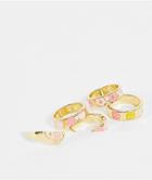 Madein 5 Pack Gold Rings In Mushroom And Hearts-multi