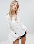 One Teaspoon Lace Up Shirt - White