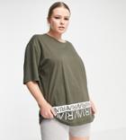 River Island Active Plus Logo Boyfriend T-shirt In Khaki - Part Of A Set-green