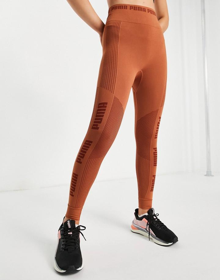 Puma Training Evoknit Seamless Leggings In Mocha Bisque-brown