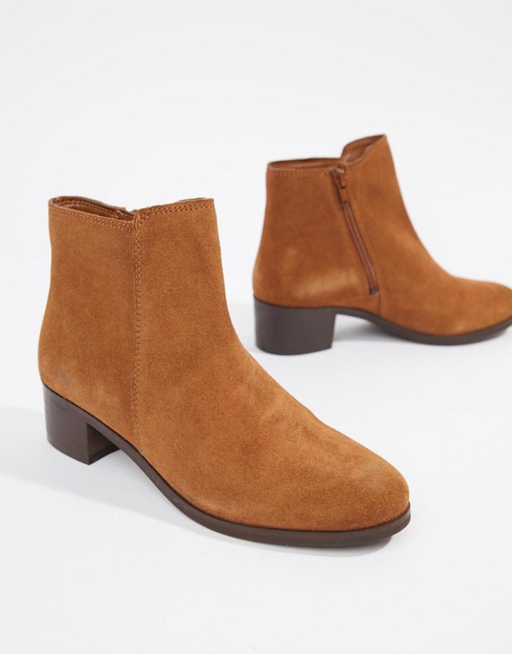 Rule London Suede Kitten Heel Boot - Tan