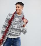 Threadbare Tall Reindeer Jacquard Holidays Sweater - Cream