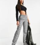 Only Tall Wide Leg Plaid Pants In Black
