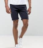 Asos Design Tall Slim Chino Shorts In Navy - Navy