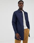 Asos Design Shower Resistant Single Breasted Trench In Navy