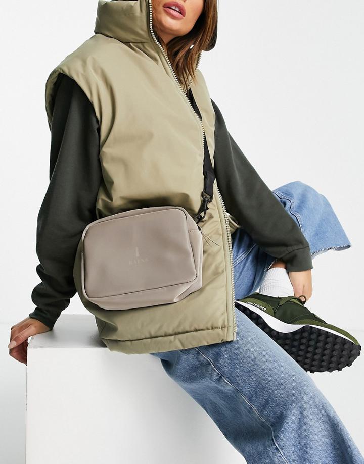 Rains Box Bag In Velvet Taupe-black