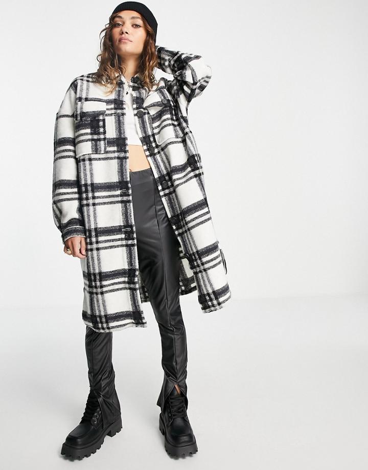 Vero Moda Longline Overshirt Jacket In Check-multi