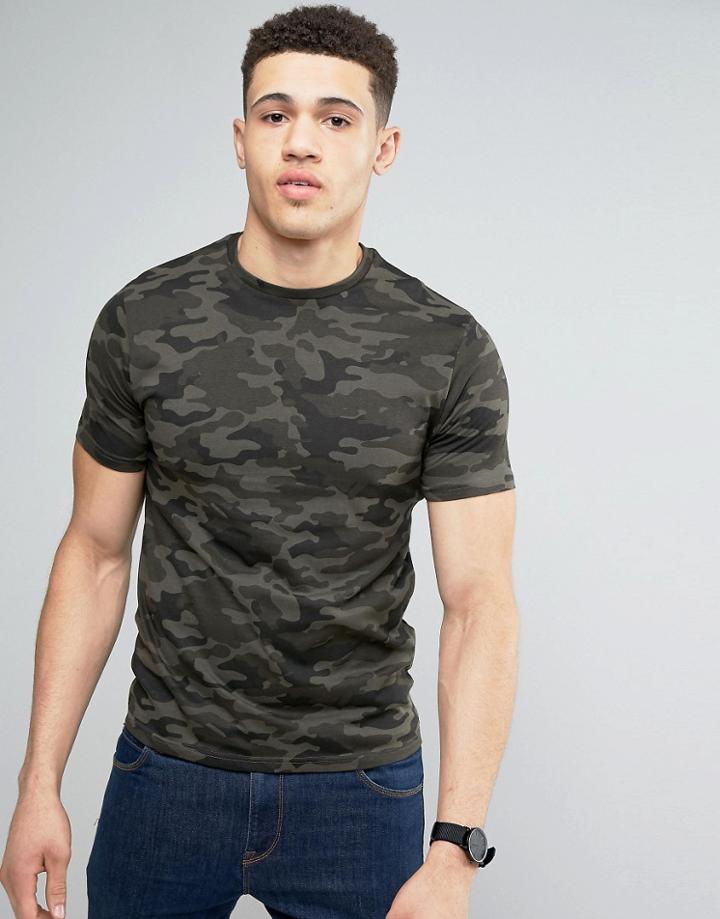 Brave Soul Dark Camo T-shirt - Green