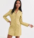 Unique21 70's Structured Blazer Dress In Faux Leather-green