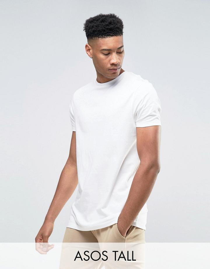 Asos Tall Super Longline T-shirt In Ecru - White