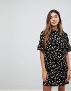 Fashion Union High Neck Shift Dress In Daisy Floral - Multi