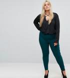 Asos Curve High Waist Pants In Skinny Fit - Green