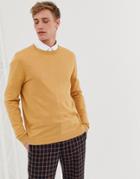 Asos Design Cotton Sweater In Tan