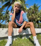 Asos Design Oversized T-shirt In Blue And Pink Terrycloth Color Block