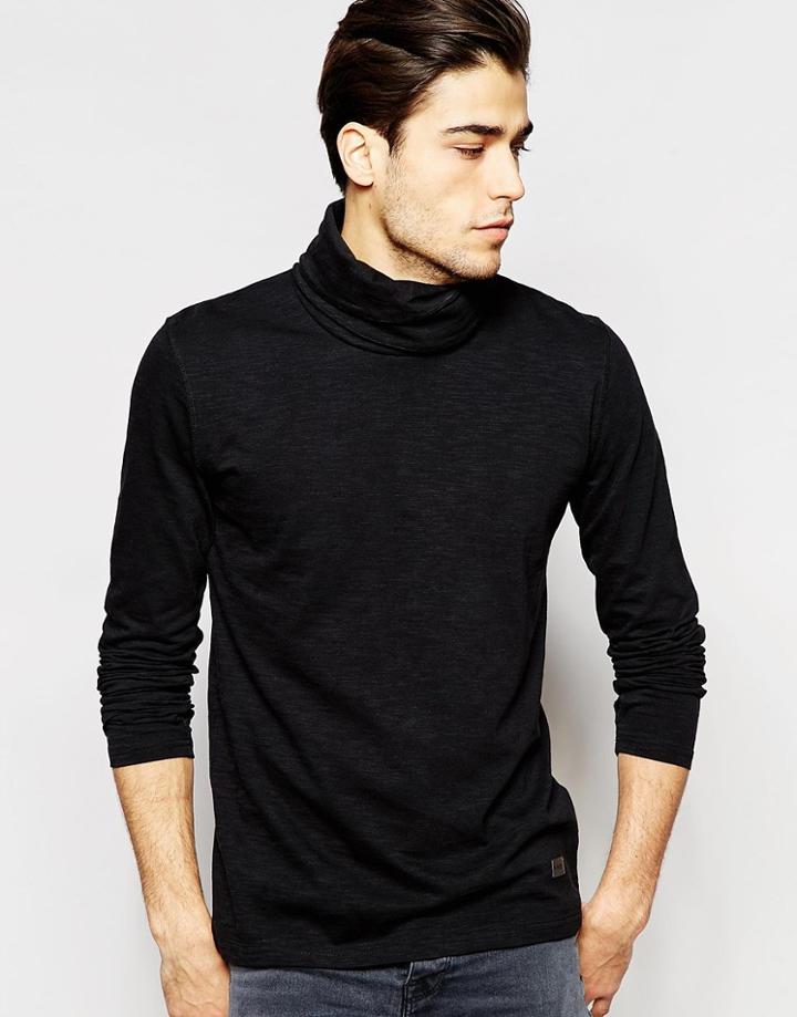 Minimum Long Sleeve Top With Cowl Neck - Black