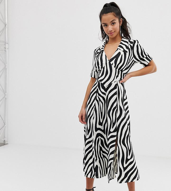 Asos Design Petite Animal Print Midi Tea Dress