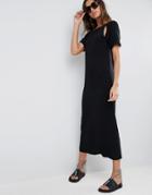 Asos Maxi T-shirt Dress With Shoulder Cut Outs - Black
