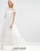 Needle & Thread Chiffon Lace Maxi Dress - Chalk