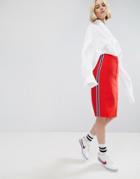 Stylenanda Midi Track Skirt With Side Stripe - Red
