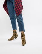 Bronx Leopard Print Pony Pointed Heeled Ankle Boots - Multi