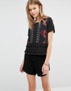 Vero Moda Top With Tassels - Black