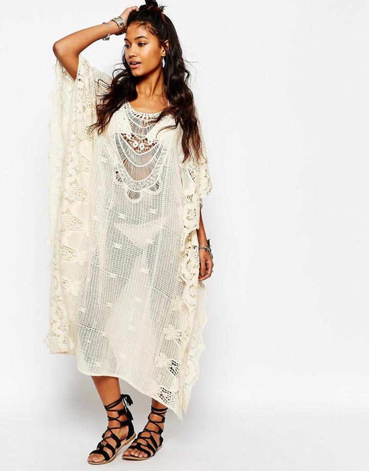 Surf Gypsy Crochet Oversized Maxi Beach Maxi Dress - Ivory