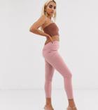 Asos Design Petite High Waist Pants In Skinny Fit In Beige - Pink