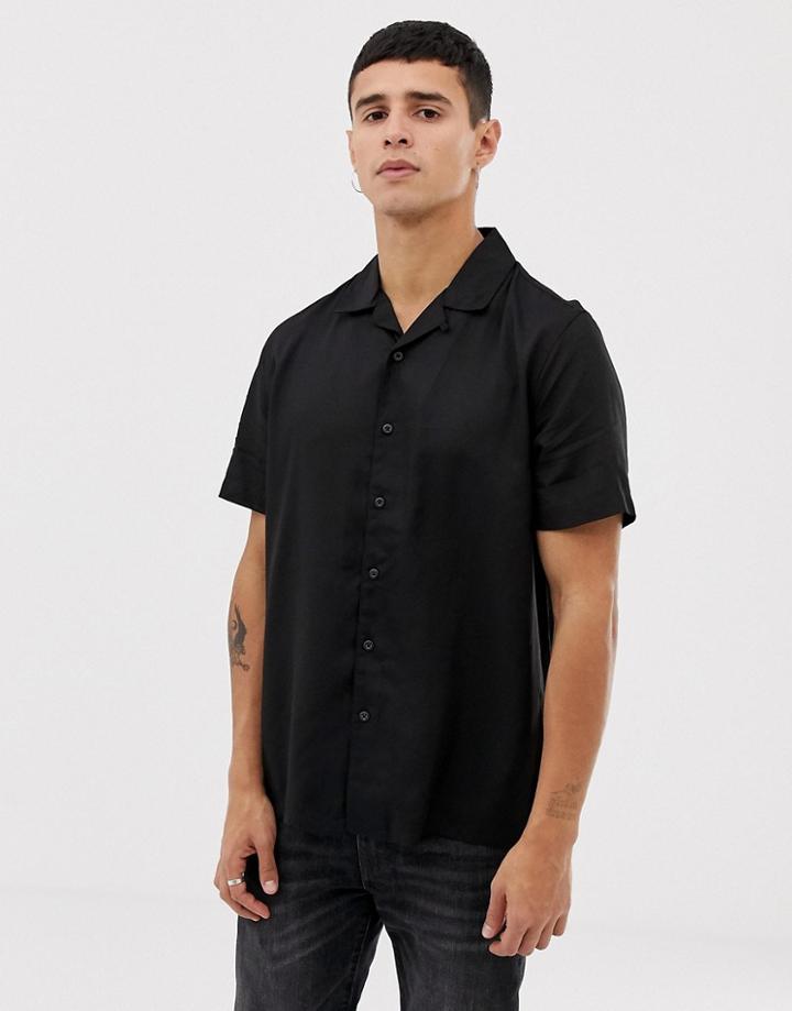 New Look Regular Fit Revere Collar Short In Black - Black