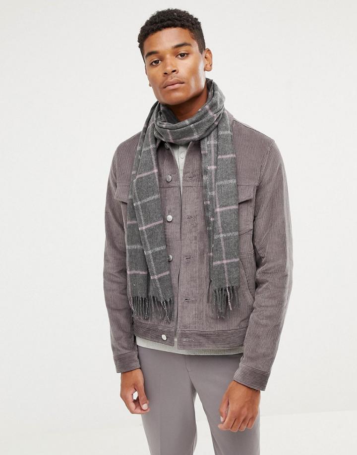 Ted Baker Halwil Scarf In Window Check - Gray