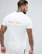 Good For Nothing Muscle T-shirt In White With Gold Logo Back Print - White