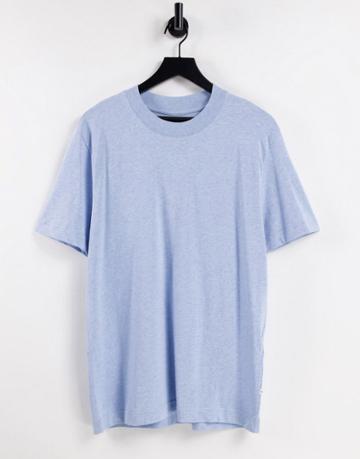 Selected Homme Oversized T-shirt In Heavy Blue Cotton-blues