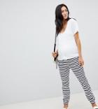 Asos Design Maternity Skinny Joggers With Bump Band In Stripe - Multi