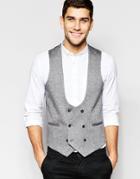 Asos Waistcoat In Jersey Fleck - Gray