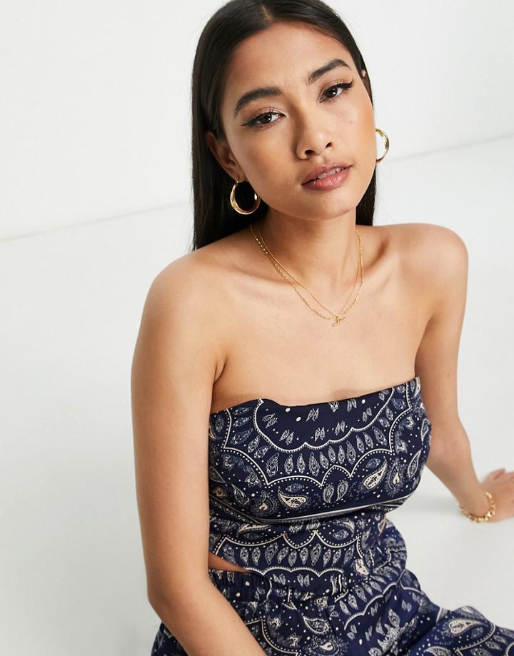 Urban Threads Handkerchief Top In Bandana Print - Part Of A Set-multi