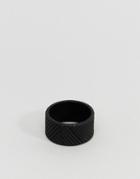 Asos Matte Black Ring With Emboss - Black