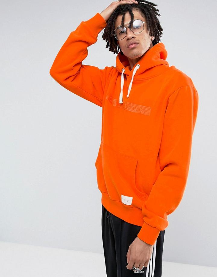 Criminal Damage Hoodie In Orange With Embroidered Logo - Orange