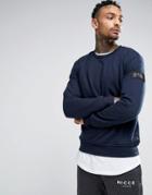 Nicce London Sweatshirt With Sleeve Patch Logo - Navy
