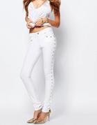 Versace Jeans Skinny Jean With Side Stud Detail - White