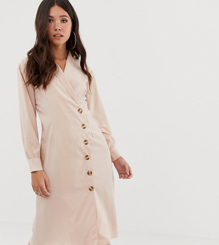 Missguided Midi Shirt Dress In Beige - Beige