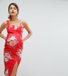 Asos Design Maternity Botanical Print V Bar Pencil Dress - Multi