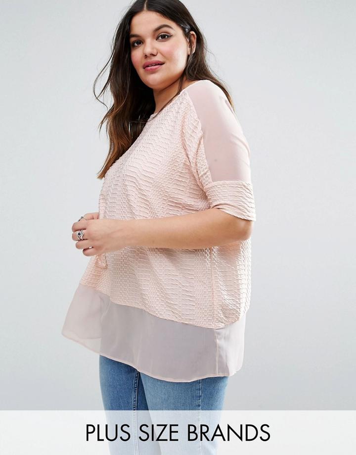 Koko Plus Top With Sheer Panel - Pink
