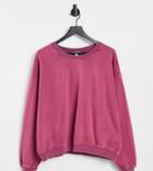 Topshop Petite Acid Wash Sweatshirt In Pink