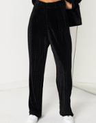 Daisy Street Relaxed Pants In Velvet Set-black