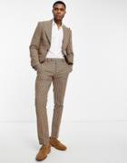 Twisted Tailor Malto Skinny Suit Pants In Light Brown Micro Check