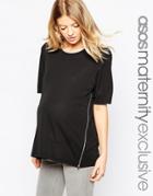 Asos Maternity Nursing Crepe Top With Side Zips - Black