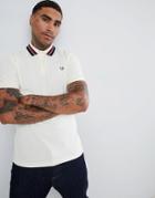 Fred Perry Bold Tipped Pique Polo In Off White - White
